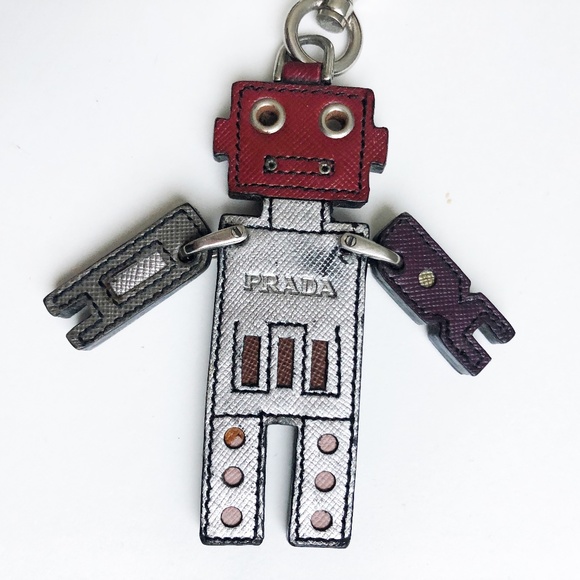 Prada Bag Charm Robot Key Ring Accessory Saffiano Leather HTF Rare with COA - Picture 2 of 8